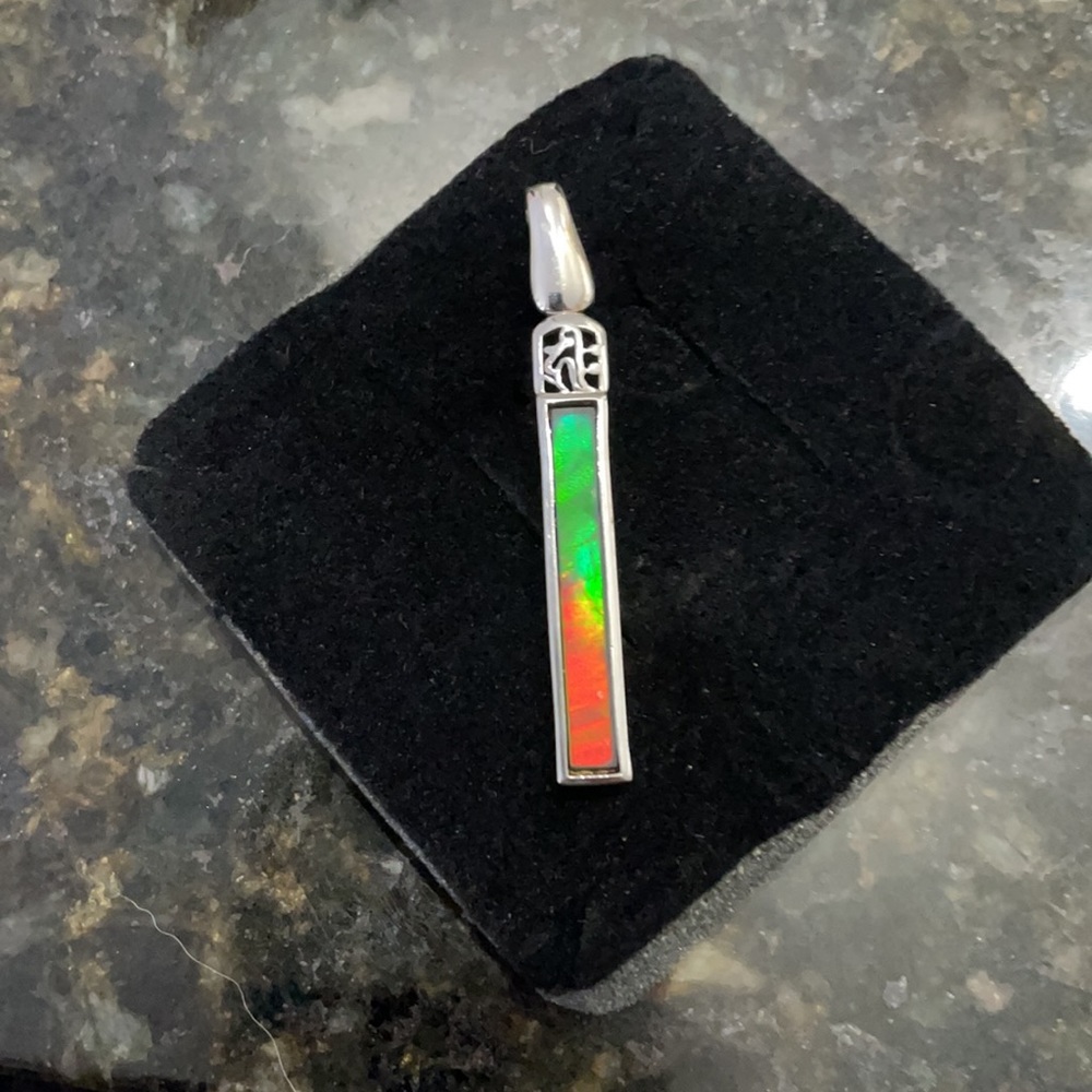 Ammolite Set In Sterling Silver Evita Pendant